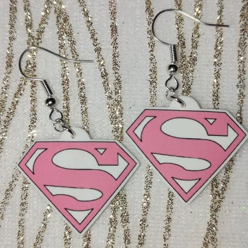 Super Woman Super Girl Fan Art Earrings